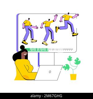 Computer animation abstract concept vector illustration. Animation graphic software, cartoon video creation, character design, computer game art, crea Stock Vector