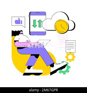 Automatic backup abstract concept vector illustration. Data recovery service, automatic document saving, information backup, mobile phone synchronizat Stock Vector