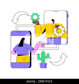 Cross-platform software abstract concept vector illustration. Multi-platform software, cross-platform program, platform-independent, application devel Stock Vector