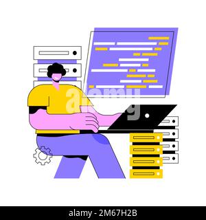 Big data programming abstract concept vector illustration. Software development, big data programmer, coding course, choose programming language, data Stock Vector