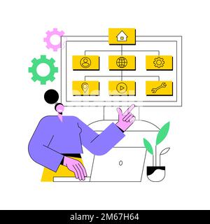 Sitemap creation abstract concept vector illustration. Web development, website optimization, sitemap creation tool, web page structure, sitemaps onli Stock Vector