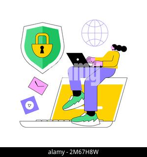 Digital ethics and privacy abstract concept vector illustration. Digital mediums behavior, internet privacy violation, secure online data protection, Stock Vector