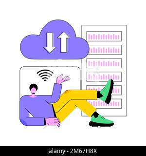 Edge computing abstract concept vector illustration. Local data storage, response time, optimize internet device and web applications, data source, mo Stock Vector