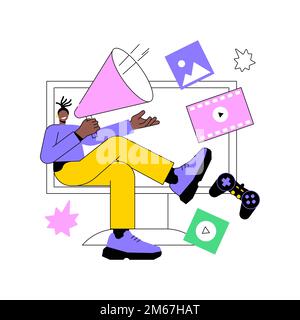 SmartTV content abstract concept vector illustration. 4k video content, smartTV interactive show, high resolution digital television, home movie theat Stock Vector