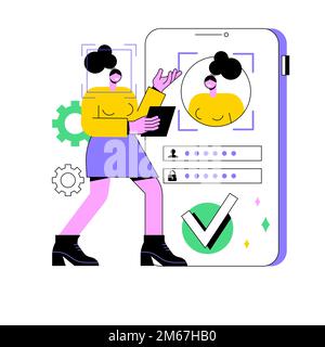 Verification technologies abstract concept vector illustration. Verification process, data access, user password, social media account, iris scan, fac Stock Vector