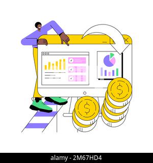 Data monetization abstract concept vector illustration. Data business strategy, information monetization, monetizing data services, selling database, Stock Vector