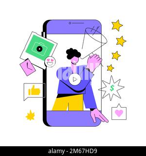 Vlog abstract concept vector illustration. Video blog, website vlog popularity and monetization, attract followers and subscription, viral content, so Stock Vector