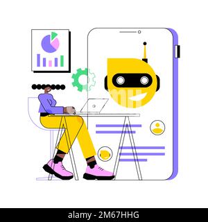 Chatbot development platform abstract concept vector illustration. Chatbot platform, virtual assistant development, cross-platform bot, wireframe, mob Stock Vector