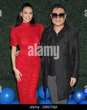 Los Angeles, USA. 02nd Jan, 2023. (L-R) Miss Universe Philippines 2022 CELESTE CORTESI and Miss Universe Philippines Creative Director Jonas Gaffud at their Send-Off held at Titas Of Manila in West Covina, CA on Monday, ?January 2, 2023. Celeste Cortesi will be representing the Philippines to compete for the title of MISS UNIVERSE 2023 which takes place in New Orleans, Louisiana. (Photo By Sthanlee B. Mirador/Sipa USA) Credit: Sipa USA/Alamy Live News Stock Photo