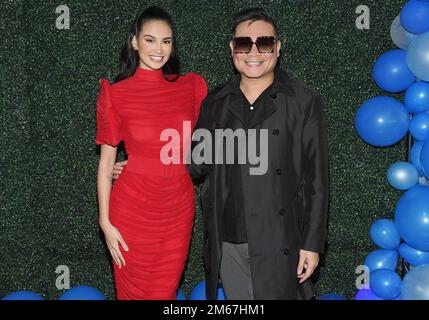 Los Angeles, USA. 02nd Jan, 2023. (L-R) Miss Universe Philippines 2022 CELESTE CORTESI and Miss Universe Philippines Creative Director Jonas Gaffud at their Send-Off held at Titas Of Manila in West Covina, CA on Monday, ?January 2, 2023. Celeste Cortesi will be representing the Philippines to compete for the title of MISS UNIVERSE 2023 which takes place in New Orleans, Louisiana. (Photo By Sthanlee B. Mirador/Sipa USA) Credit: Sipa USA/Alamy Live News Stock Photo