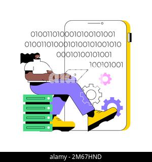 Big data applications abstract concept vector illustration. Big data analytics app development, information management software, database engineering, Stock Vector