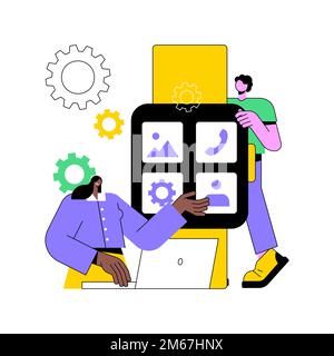 Smartwatches mobile apps development abstract concept vector illustration. Wearable devices software, application dev team, app technical requirement, Stock Vector