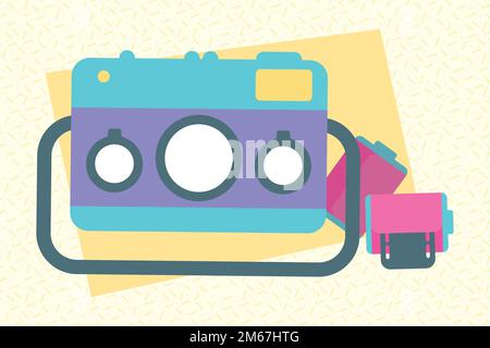 camera and roll nineties style Stock Vector
