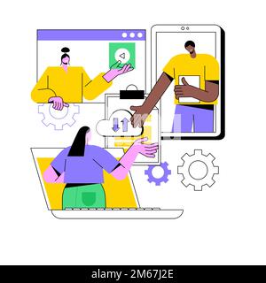 Shared document abstract concept vector illustration. Public folder access, collaborative document editing online, cloud service, real time collaborat Stock Vector