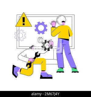 Computer troubleshooting abstract concept vector illustration. Basic fixing problems guide, operating system checking, installing new software, restor Stock Vector