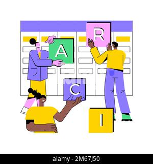 RACI matrix abstract concept vector illustration. Responsibility assignment matrix, linear responsibility chart, project management roles, decision ma Stock Vector
