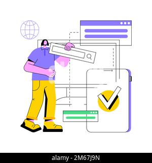 Cross-browser compatibility abstract concept vector illustration. Multi-browser compatible, cross-browser development, software compatibility testing, Stock Vector