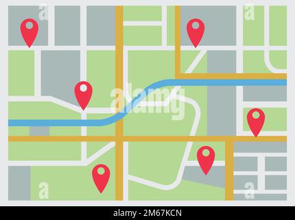 paper map with pins Stock Vector