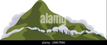 green big mountain and clouds Stock Vector