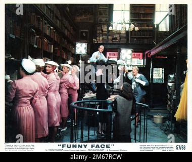 FRED ASTAIRE and KAY THOMPSON with Fashion Models in Bookshop in FUNNY FACE 1957 director STANLEY DONEN costume design Edith Head producer Roger Edens Paramount Pictures Stock Photo