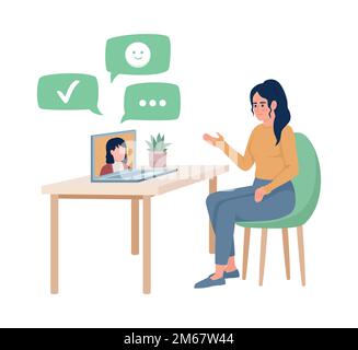 Positive feedback semi flat color vector character Stock Vector