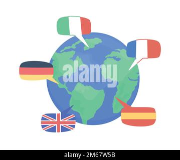 Foreign languages semi flat color vector concept Stock Vector
