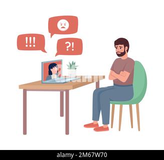 Negative review semi flat color vector character Stock Vector