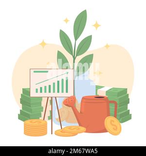 Successful business investment flat concept vector illustration Stock Vector