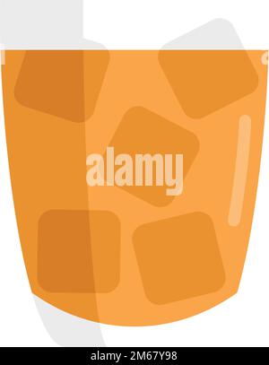 Soda ice glass icon flat vector. Drink cup. Juice tea isolated Stock Vector