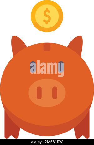 Digital piggy bank icon flat vector. Finance payment. People service isolated Stock Vector