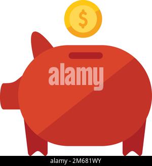 Piggy bank icon flat vector. Finance payment. Money credit isolated Stock Vector
