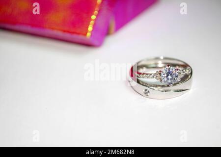 a pair of wedding rings Stock Photo