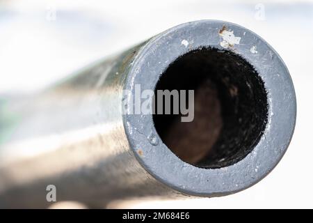 The barrel of the cannon aims front Stock Photo