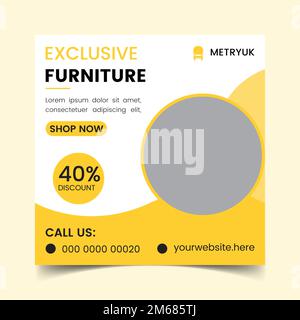 Furniture social media post template. Stock Vector