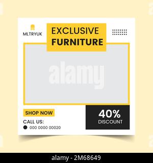 Furniture social media post template. Stock Vector