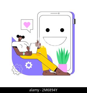 Personification abstract concept vector illustration. Personification design, human-like, flexible display, interactive device, user experience, facia Stock Vector