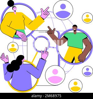 Mobile collaboration abstract concept vector illustration. Collaborative devices and tools, mobile enterprise teamwork, innovative networking app soft Stock Vector