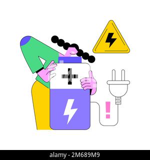 Safety battery abstract concept vector illustration. Charging safety, protected energy device, smartphone battery safe use and recycling, explosion ha Stock Vector