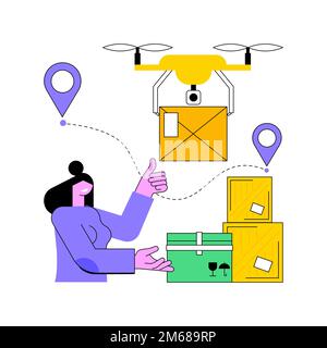 Autonomous delivery abstract concept vector illustration. Drone delivery, no human contact, automated courier service, autonomous robot, self driving Stock Vector