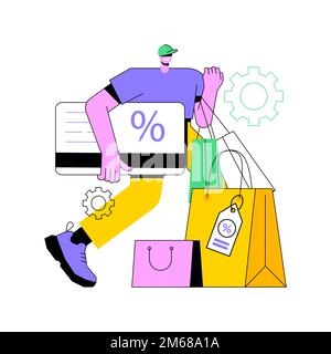 Discount and loyalty card abstract concept vector illustration. Loyalty program and customer service, retail reward card, collecting points, frequent Stock Vector