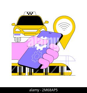 Autonomous public transport abstract concept vector illustration. Self-driving bus, urban transport services, smart taxi, automatic road service, publ Stock Vector