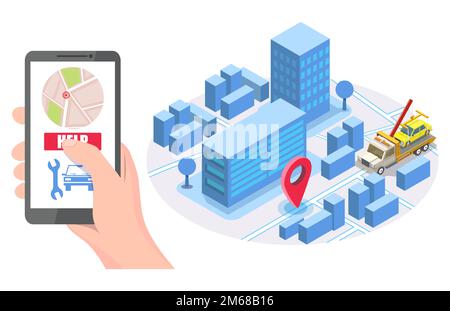 Road assistance vector concept for web banner, website page Stock Vector