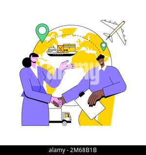 Collaborative logistics abstract concept vector illustration. Supply chain partners, freight cost optimization, collaborative storage, business decisi Stock Vector