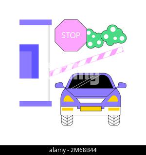 Toll road abstract concept vector illustration. Tollway fee, express toll lane, paid highway, main road, motorway entrance pass card, charge collector Stock Vector