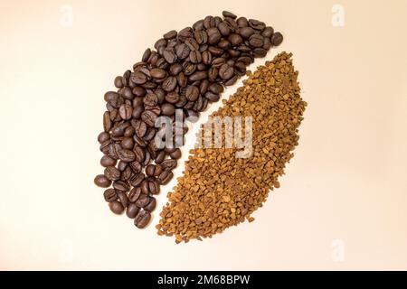 coffee bean image made from granulated coffee and beans Stock Photo