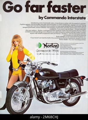 NORTON 750 Commando -   Vintage Motorcycle Advertising Stock Photo