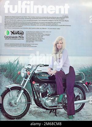 NORTON Commando 750 S   - Vintage Motorcycle Advertising Stock Photo