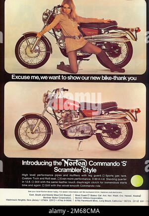 NORTON Commando 750 S  - Vintage Motorcycle Advertising Stock Photo