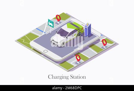 Ev charging station technology vector web banner template Stock Vector
