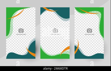 Stories templates for social media or banners. Vertical templates with a place for a picture. Vector illustration Stock Vector